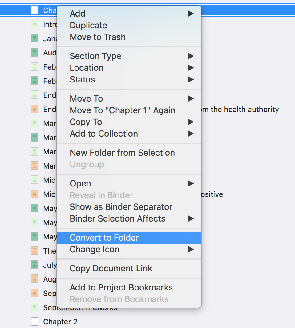 creating chapters Convert to Folder