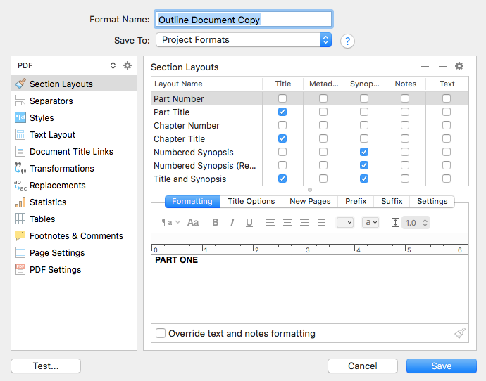 File Compile Customising an outline format