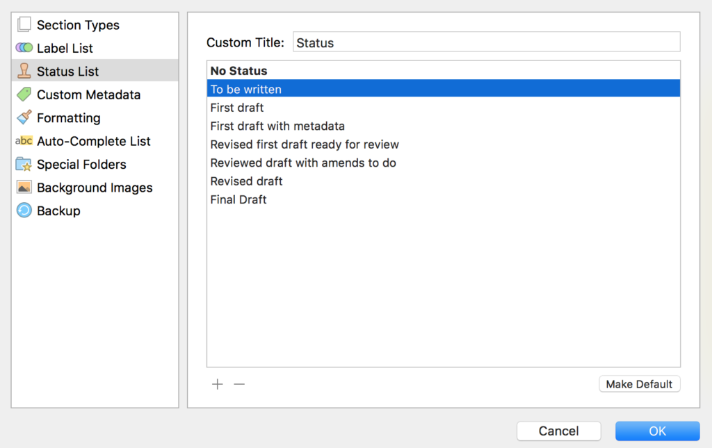 Status field customised