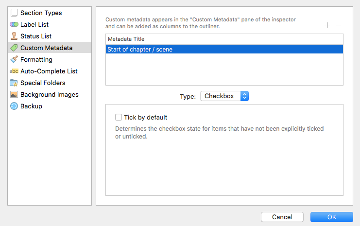 Devil in the Detail custom metadata checkboxes