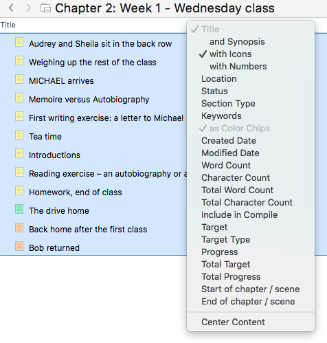 logic tasks: drop down for the Outliner columns