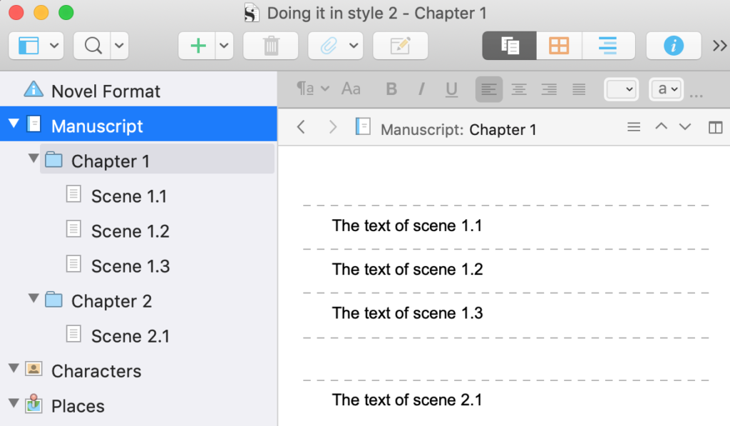 default layout |Scrivener with No Style: Choosing your onscreen layout