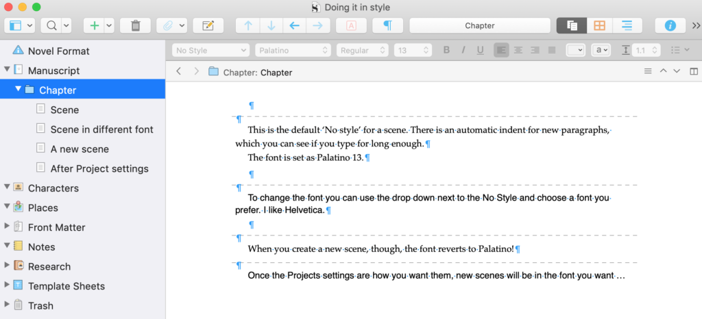 Mess of fonts | Scrivener with No Style: Choosing your writing font