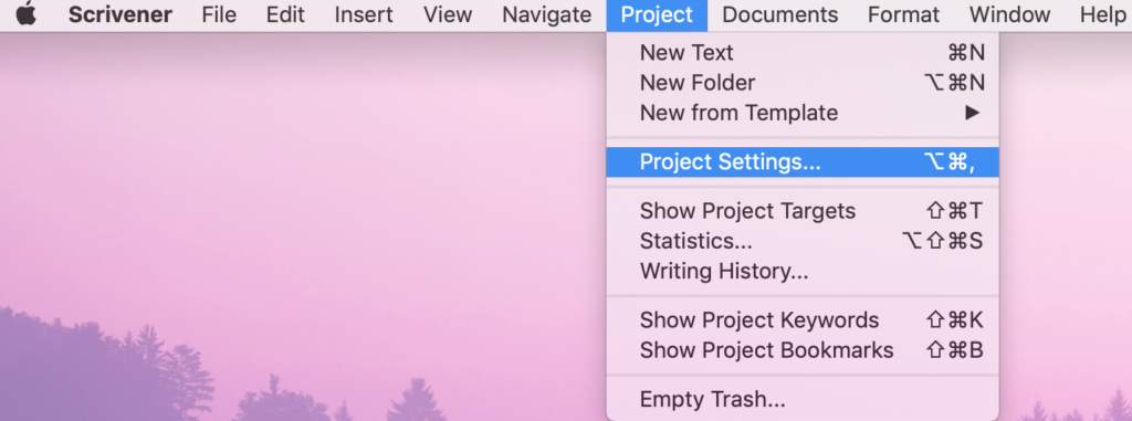 Project Settings | Scrivener with No Style: Choosing your writing font