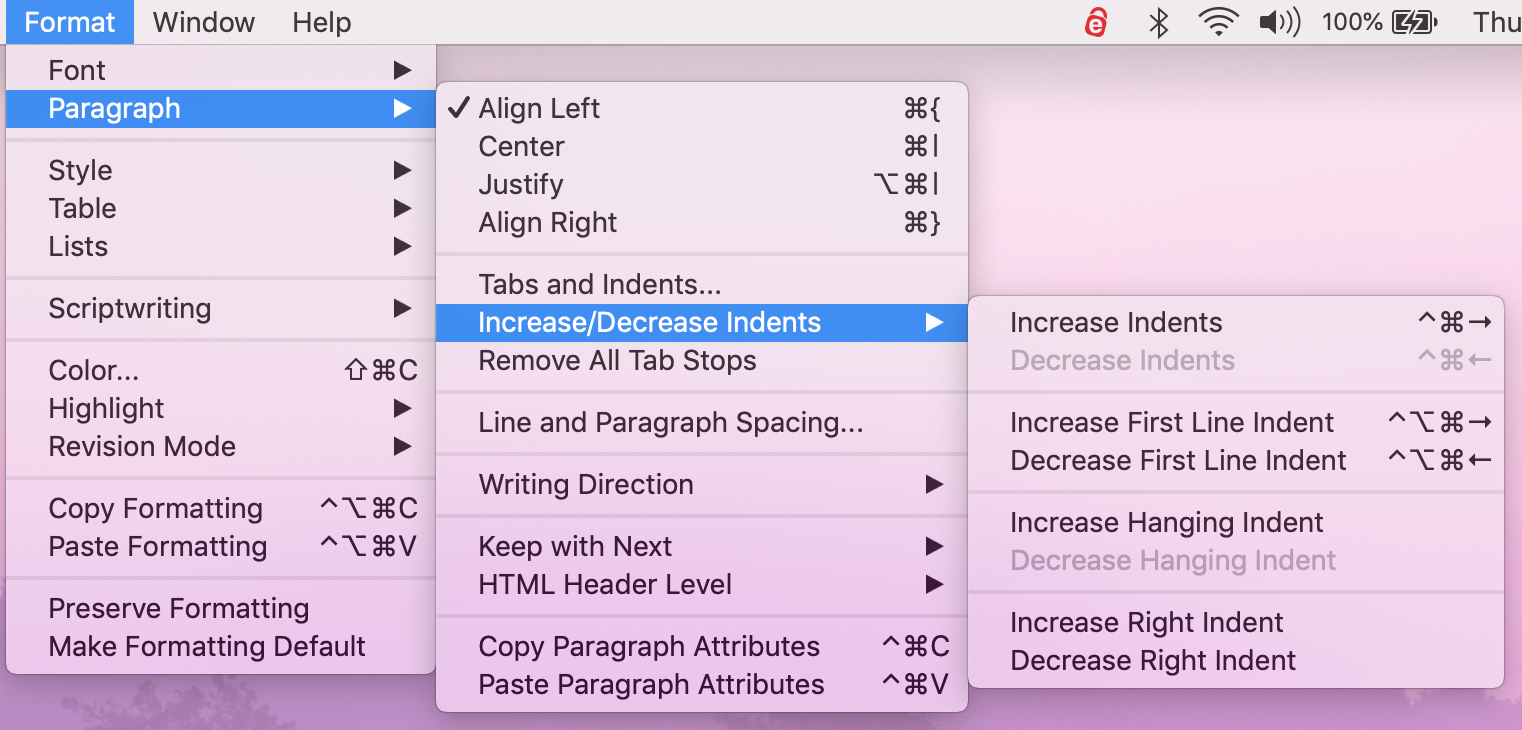 Control indents | Scrivener with No Style: Creating white space