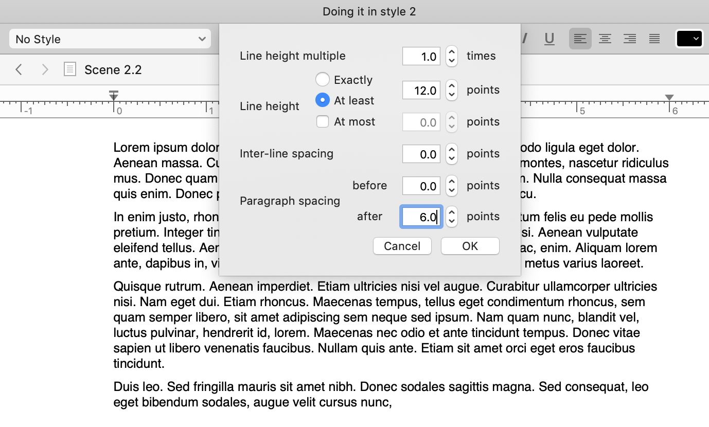 Vertical spacing | Scrivener with No Style: Creating white space