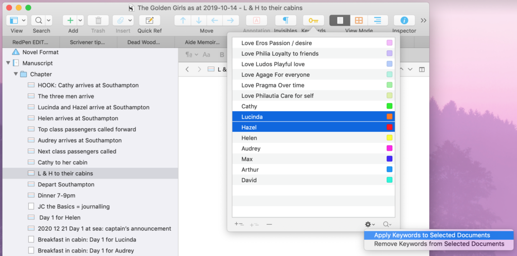 Applying more than one keyword to selected documents | Metadata: Project keywords