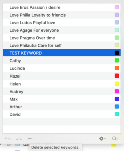 Removing project keywords