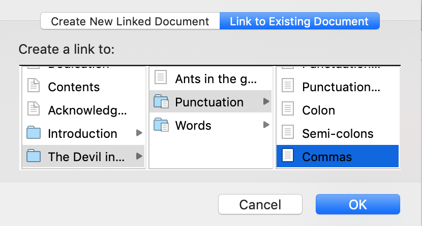 Linking to an existing document