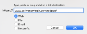 Creating an external link | Links in Scrivener