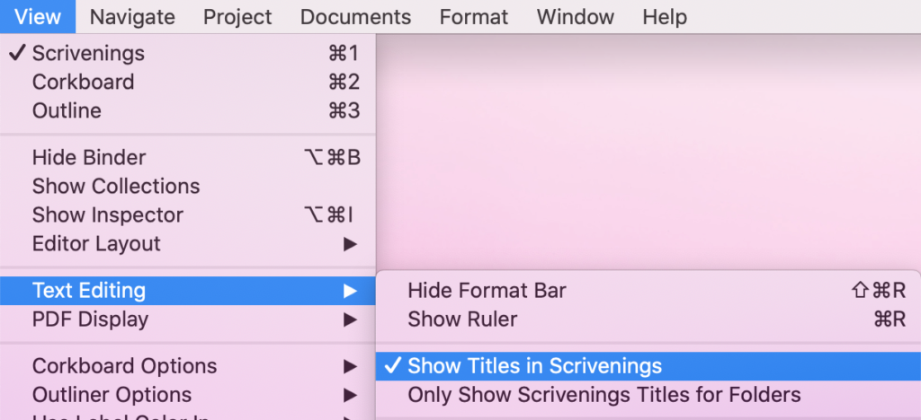 Show Titles in Scrivenings | Providing editing services using Scrivener