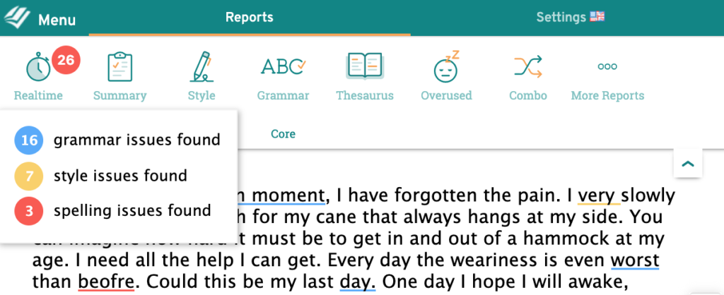 Realtime report | ProWritingAid: Your editing VA