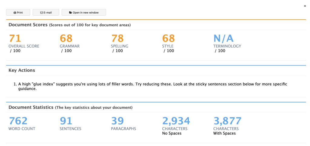 Summary report | ProWritingAid: Your editing VA