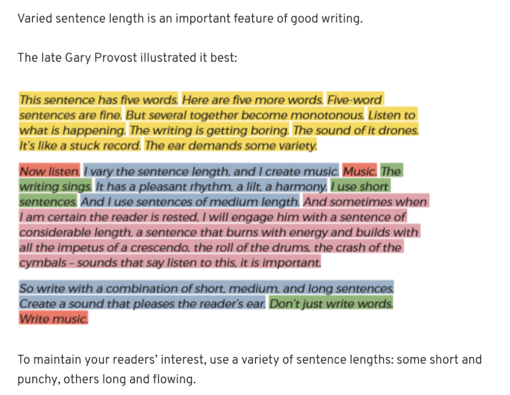 Sentence length | ProWritingAid: Repeats and Structure reports