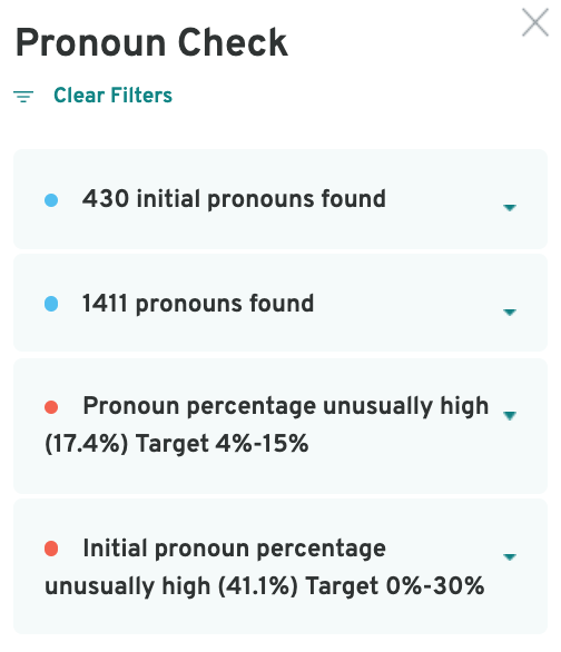 Pronoun check | ProWritingAid: Readability reports