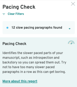 Pacing check | ProWritingAid: Consistency reports