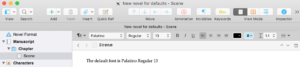 Default settings | Editing pane options: Scrivenings