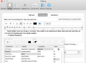 Scrivener / Preferences / Editing / Formatting