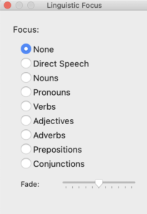 Linguistic focus window | Second-fix self-editing with Scrivener: Word Choices