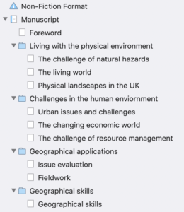 The syllabus for AQA's Geography GCSE in the Binder / Scrivener for non-fiction writers
