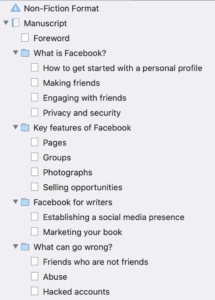 Sample binder for a Facebook guide | Scrivener for non-fiction writers