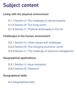 The syllabus for AQA's Geography GCSE