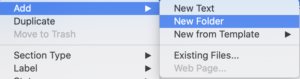 Creating a new folder using right click