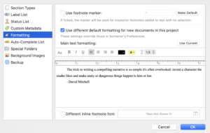Tick the Use different box. | Formatting with S3: All projects, this project, this document