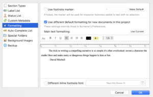 Project / Project Settings pane