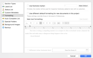 Project / Project Settings / Formatting