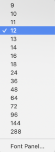 Point size options