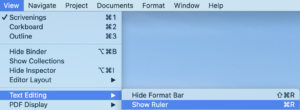 View / Text Editing / Show Ruler
