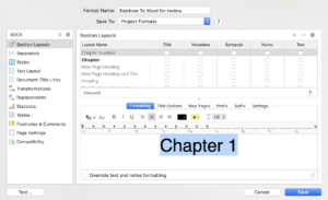 Formatting numbered chapters