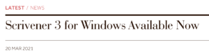 L&L news flash | Scrivener 3 for Windows users