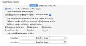 Header and Footer options
