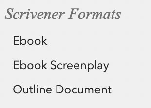 Project Format options for Ebook