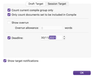 Setting a target deadline