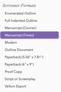Scrivener formats