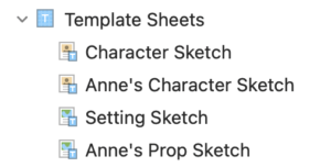 Template sheets | Second-fix self-editing with Scrivener: People, Places and Props