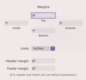 Margin settings for facing pages