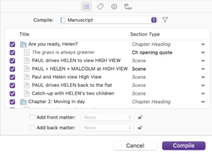 Two boxes to tick | DIY Book Formatting with Scrivener: FrontMatter and EndMatter