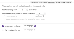 Forcing a section to start on a recto