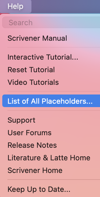 Help menu | Placeholders: The Basics