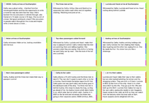 Synopses on a corkboard | Placeholders: Statistics as a Document Variable