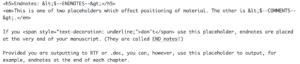 Example of HTML code | Placeholders: Finale