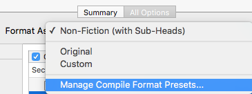 Manage Custom Format Presets ...