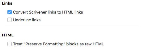 HTML settings