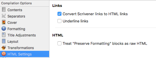 Underlining links