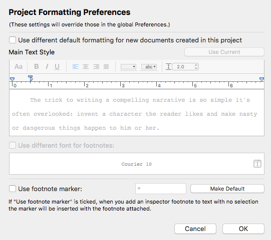 Project formatting preferences