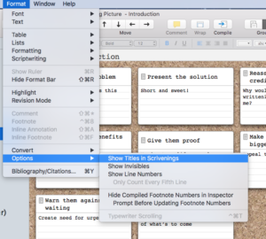 Show Titles in Scrivenings